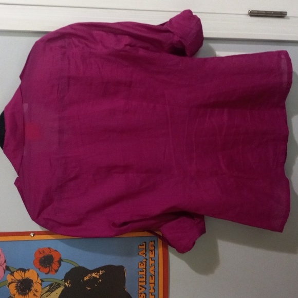 Tory Burch Brigitte Pink Purple Long Sleeve Roll Tab Button Up Blouse - Picture 14 of 14